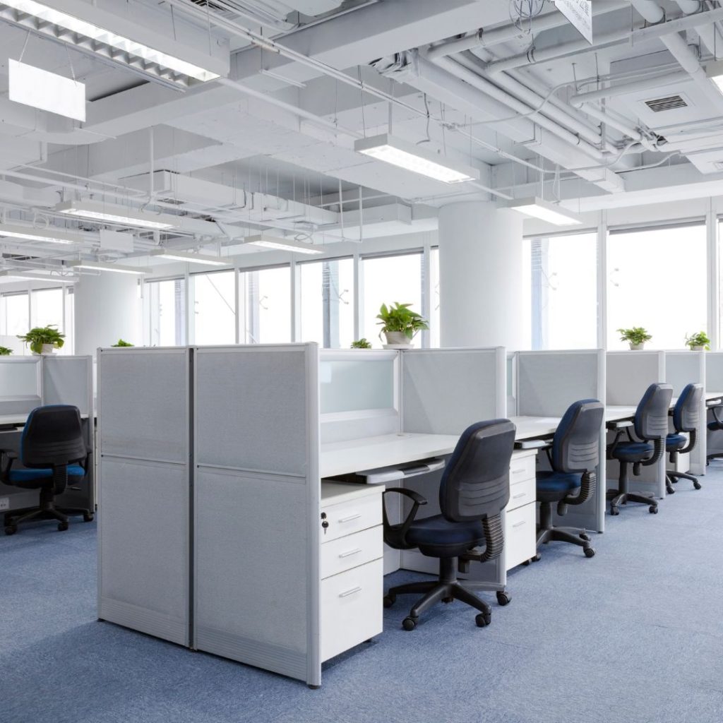 Clean cubicles in office