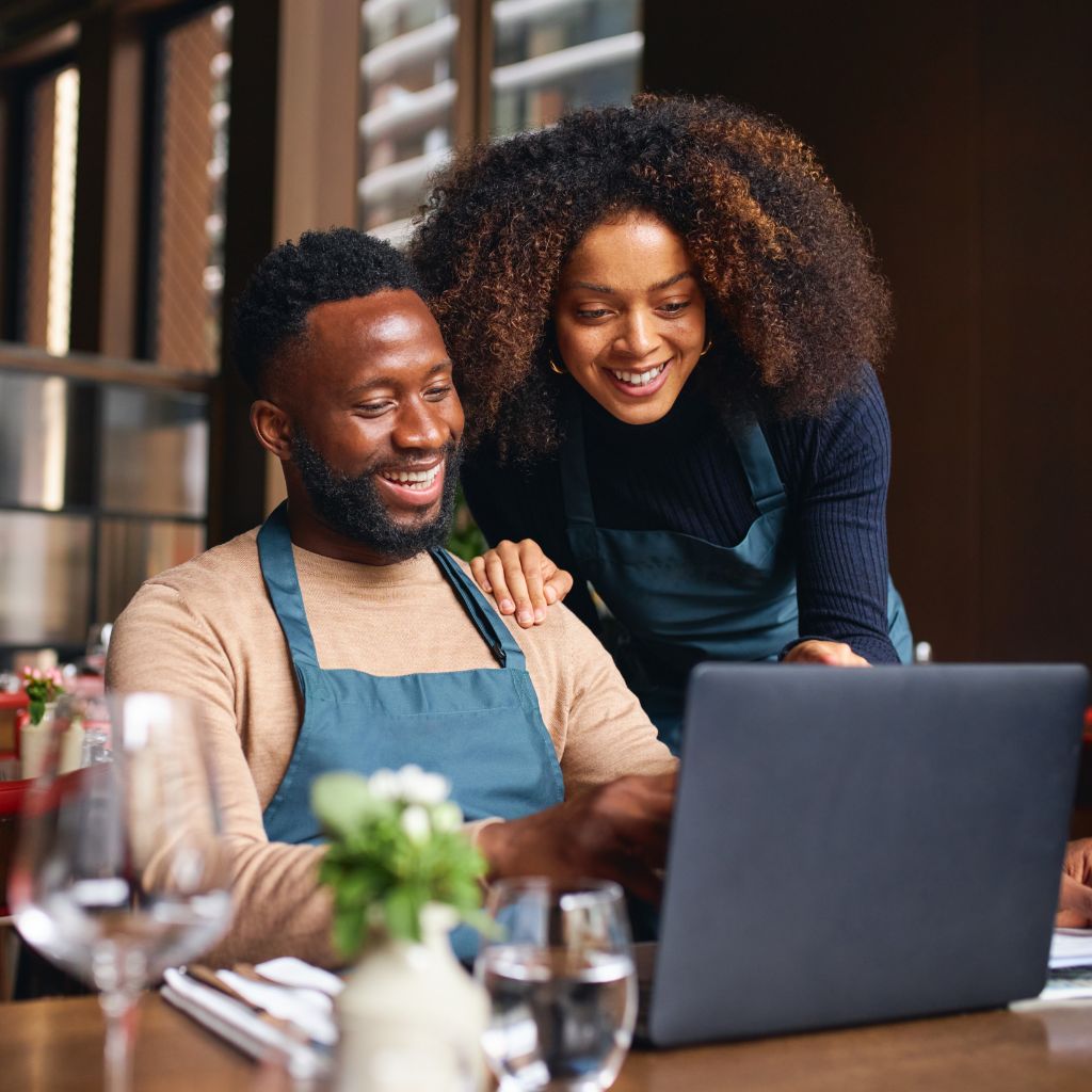 couple looking at laptop